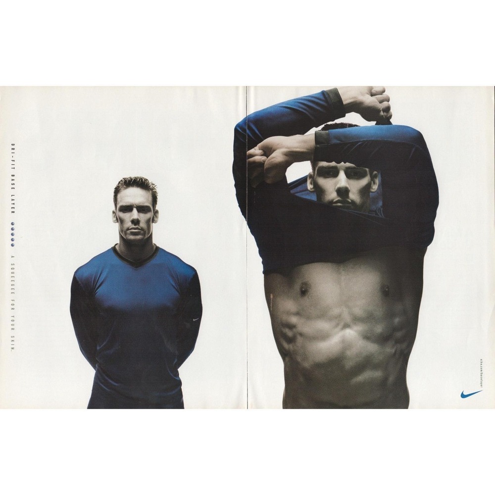 Vintage 1999 Nike Dri-FIT Base Layer Print Ad Athletic Apparel Y2K Fashion